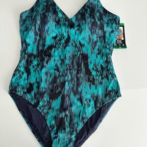 TYR Teal and Black One Piece Swimsuit